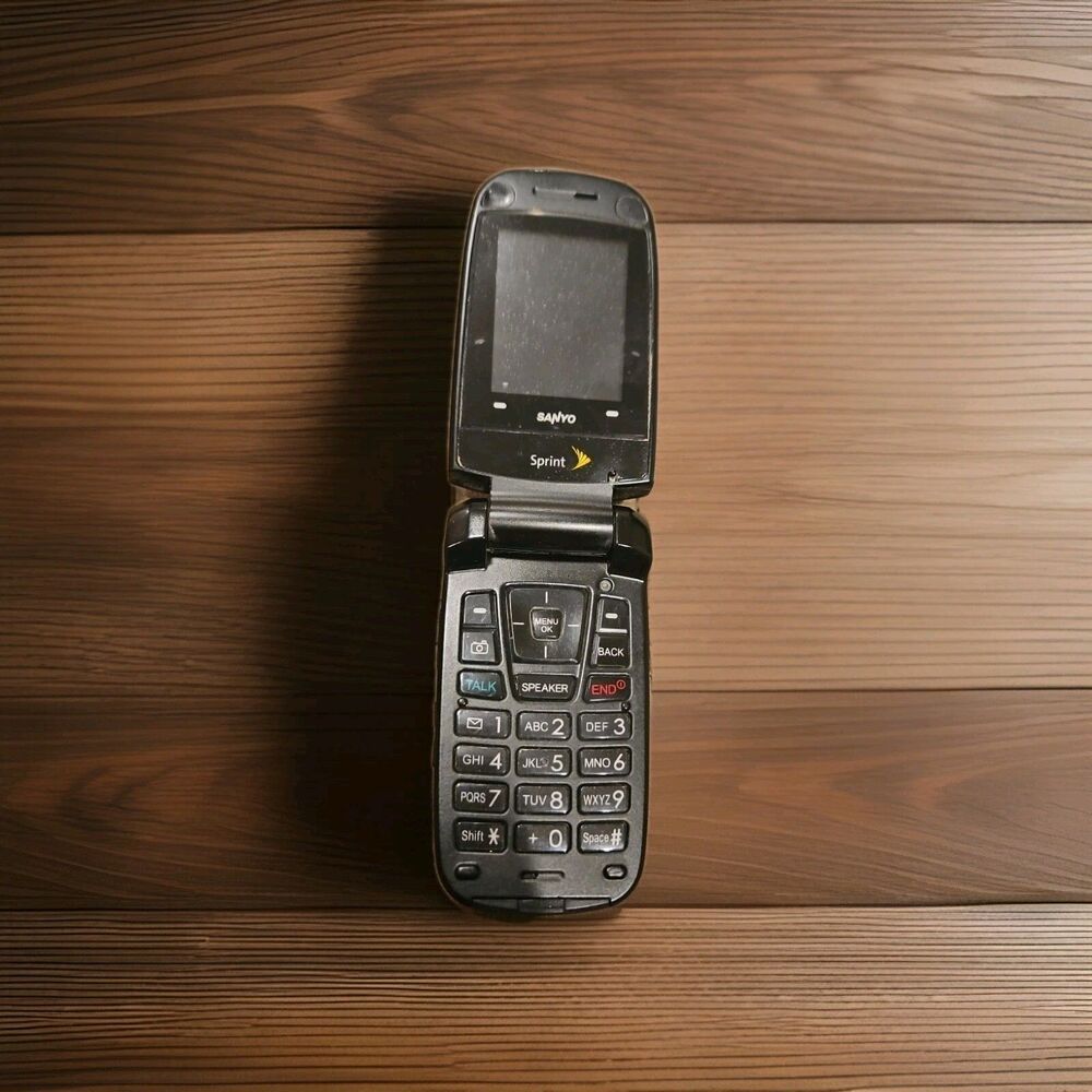 Sanyo SCP-3200 Sprint Vision Cell Phone Vintage Flip Phone Black Rare